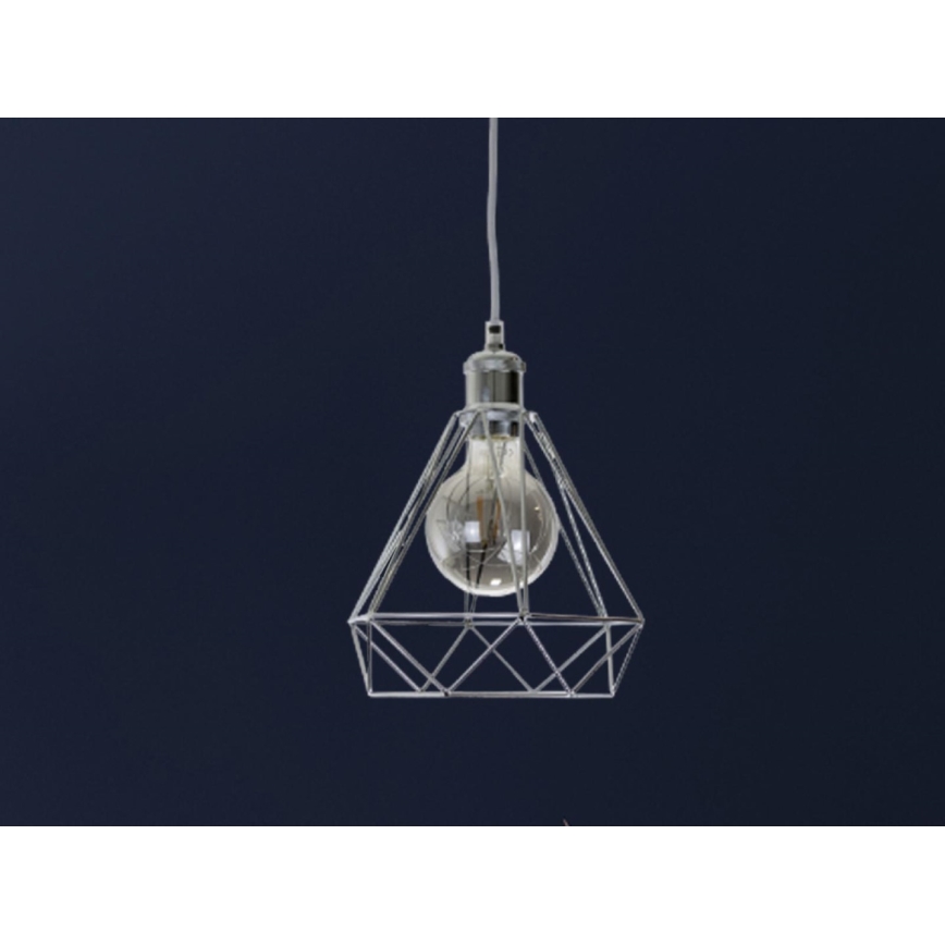 Ljuskrona med textilsladd 1xE27/60W/230V diameter 22 cm skinande krom