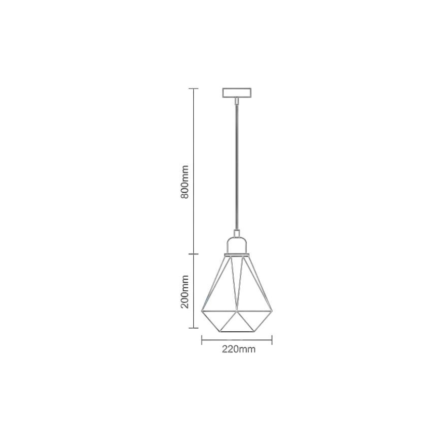 Ljuskrona med textilsladd 1xE27/60W/230V diameter 22 cm skinande krom