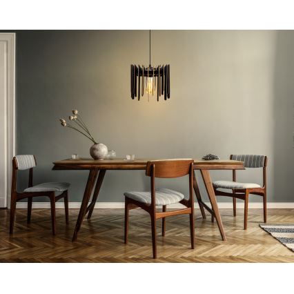 Ljuskrona med textilsladd 1xE27/60W/230V svart diameter 23 cm