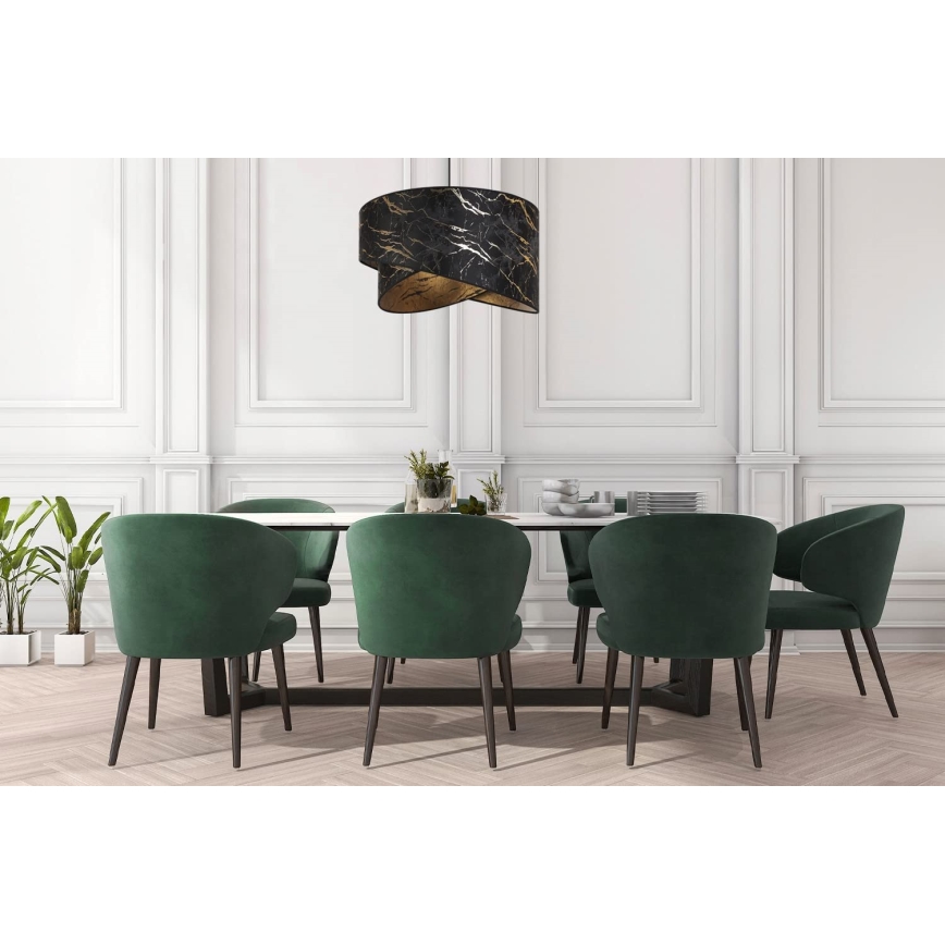 Ljuskrona med textilsladd 1xE27/60W/230V svart/guld