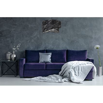 Ljuskrona med textilsladd 1xE27/60W/230V svart/silver