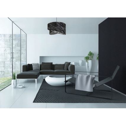 Ljuskrona med textilsladd 1xE27/60W/230V svart/silver