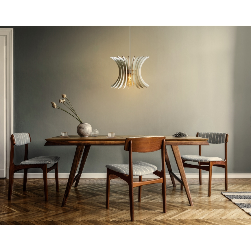 Ljuskrona med textilsladd 1xE27/60W/230V vit diameter 20 cm