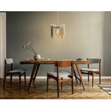 Ljuskrona med textilsladd 1xE27/60W/230V vit diameter 23 cm