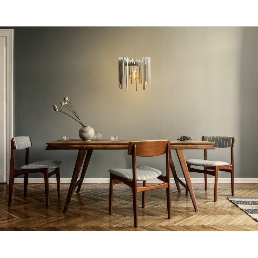 Ljuskrona med textilsladd 1xE27/60W/230V vit diameter 23 cm