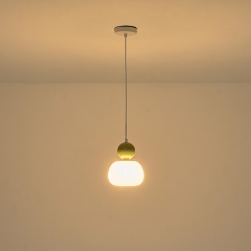 Ljuskrona med textilsladd 1xG9/7W/230V vit/grön