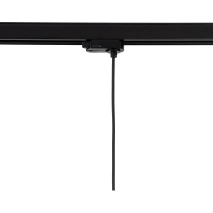 Ljuskrona med textilsladd för 3-fas skensystem TRACER 1xE27/15W/230V diameter 20 cm svart/grå