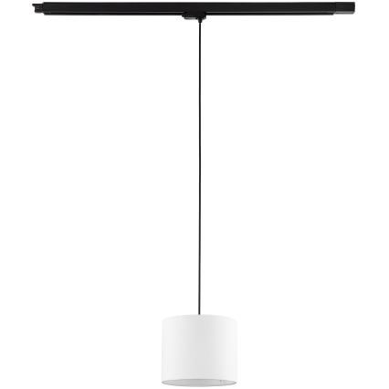 Ljuskrona med textilsladd för 3-fas skensystem TRACER 1xE27/15W/230V diameter 20 cm svart/vit