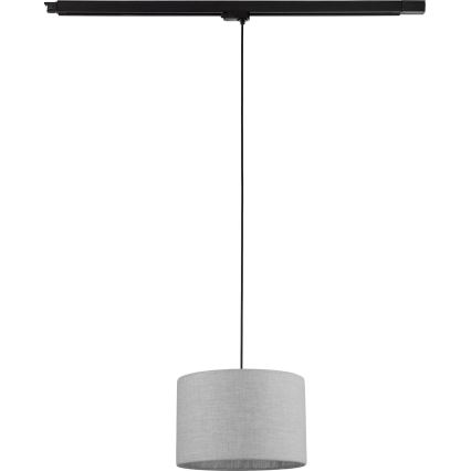 Ljuskrona med textilsladd för 3-fas skensystem TRACER 1xE27/15W/230V diameter 30 cm svart/grå