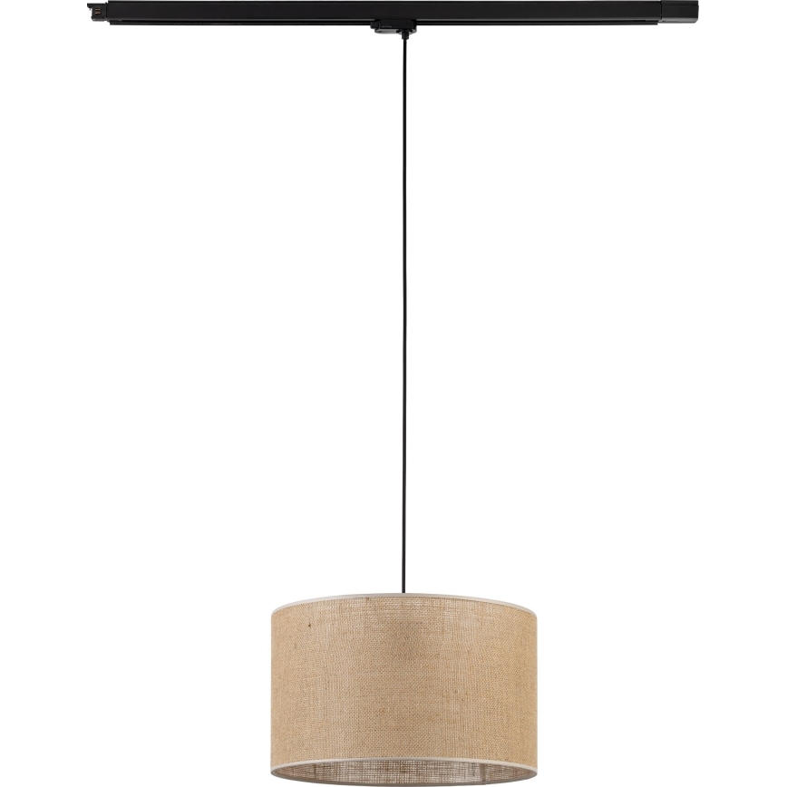 Ljuskrona med textilsladd för 3-fas skensystem TRACER 1xE27/15W/230V diameter 38 cm svart/brun