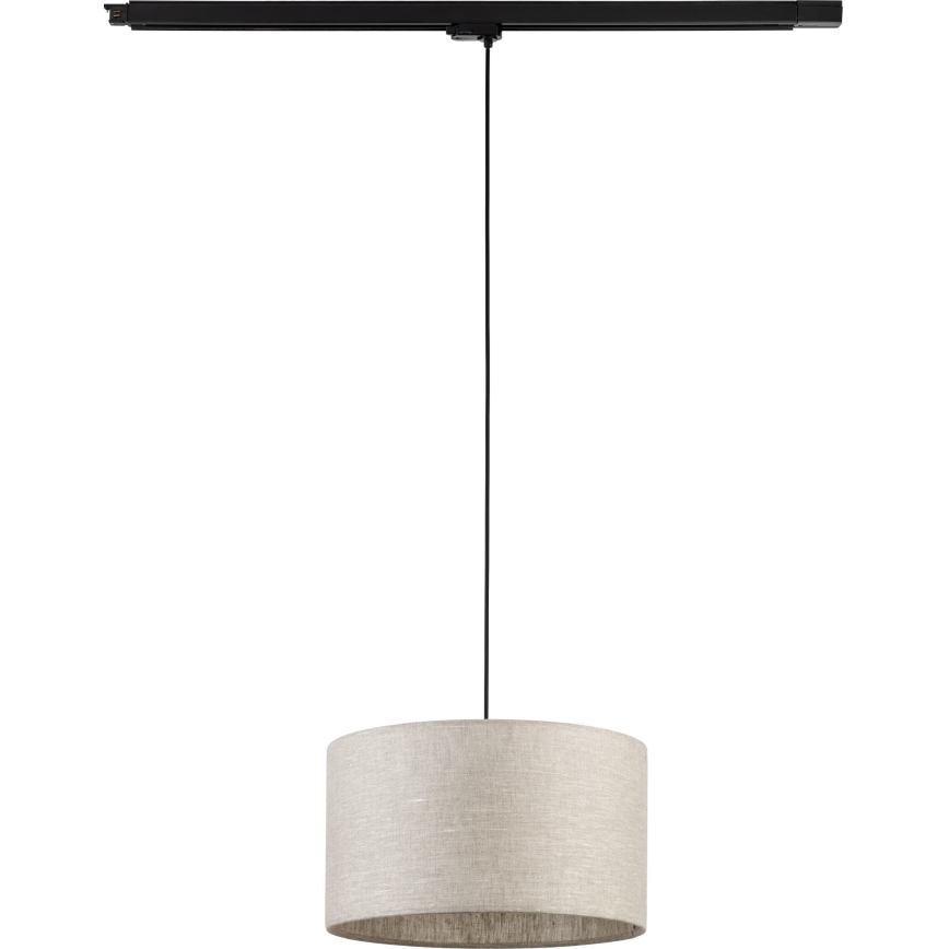 Ljuskrona med textilsladd för 3-fas skensystem TRACER 1xE27/15W/230V diameter 38 cm svart/grå