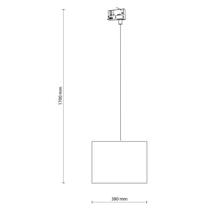 Ljuskrona med textilsladd för 3-fas skensystem TRACER 1xE27/15W/230V diameter 38 cm svart/grå