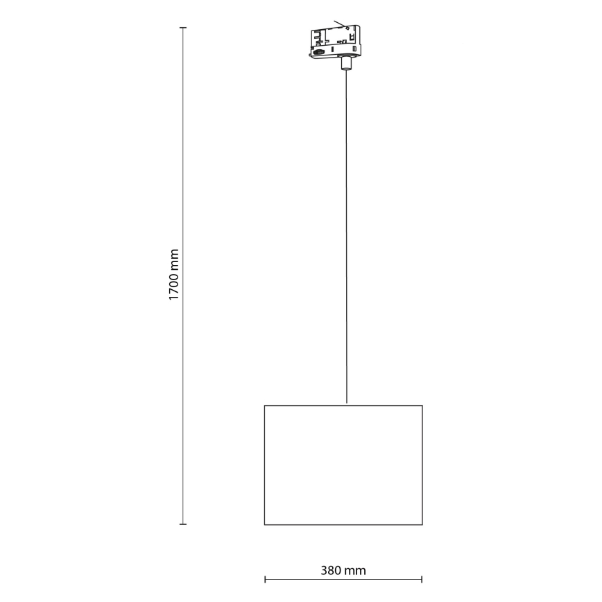 Ljuskrona med textilsladd för 3-fas skensystem TRACER 1xE27/15W/230V diameter 38 cm svart/grå