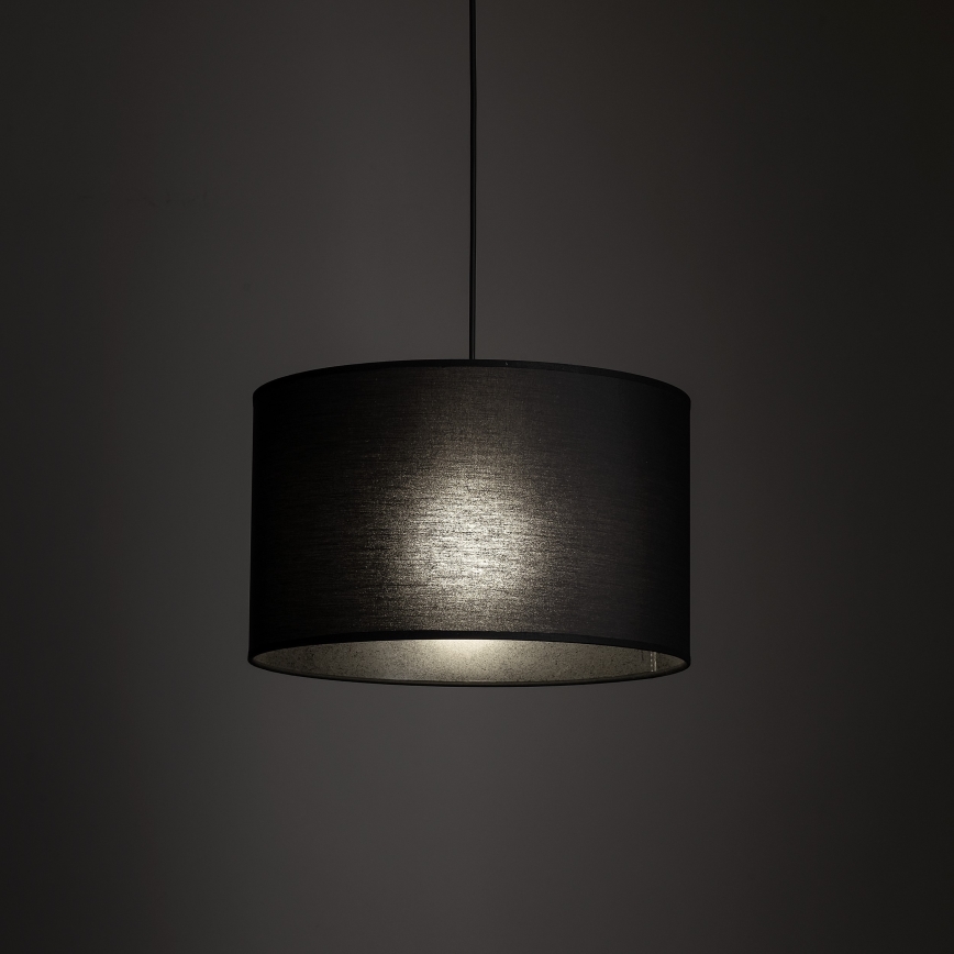 Ljuskrona med textilsladd för 3-fas skensystem TRACER 1xE27/15W/230V diameter 38 cm svart