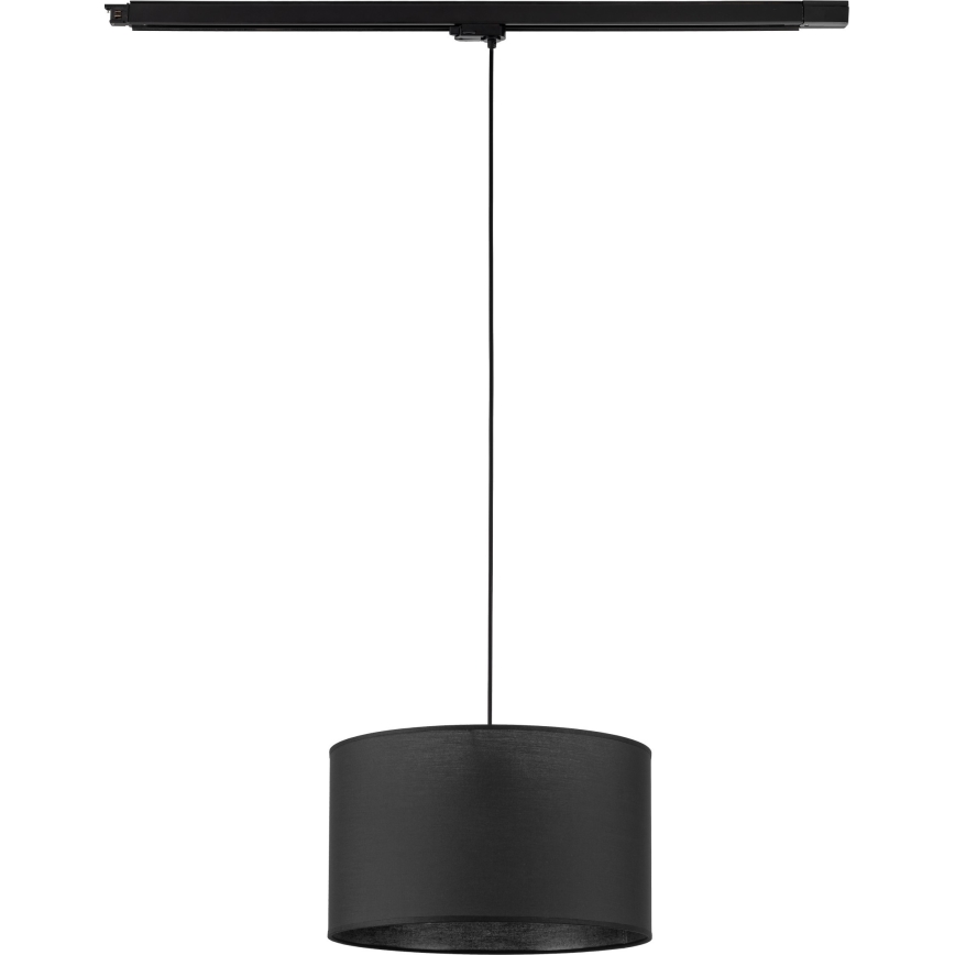 Ljuskrona med textilsladd för 3-fas skensystem TRACER 1xE27/15W/230V diameter 38 cm svart