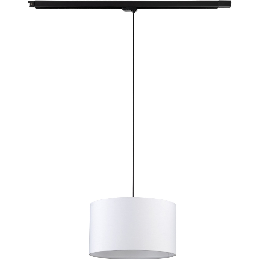 Ljuskrona med textilsladd för 3-fas skensystem TRACER 1xE27/15W/230V diameter 38 cm svart/vit