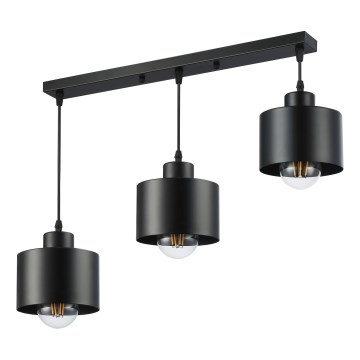 Ljuskrona med textilsladd 3xE27/35W/230V svart