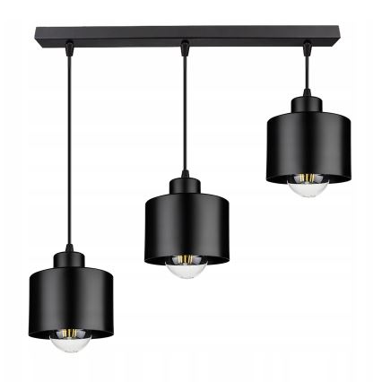 Ljuskrona med textilsladd 3xE27/35W/230V svart