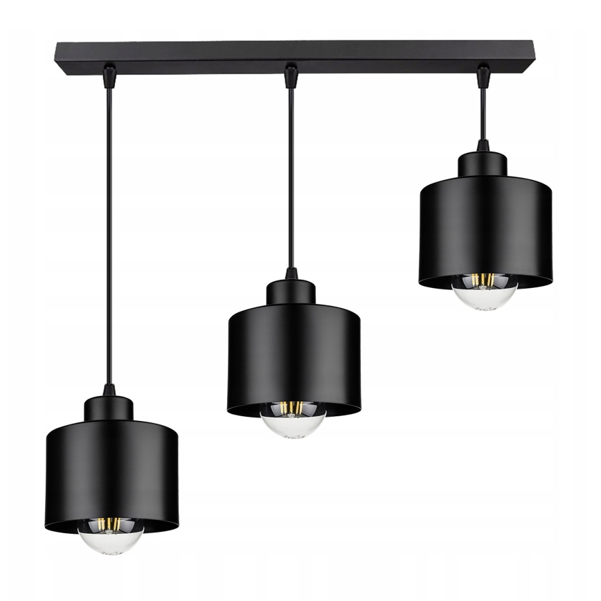 Ljuskrona med textilsladd 3xE27/35W/230V svart