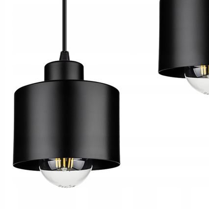 Ljuskrona med textilsladd 3xE27/35W/230V svart