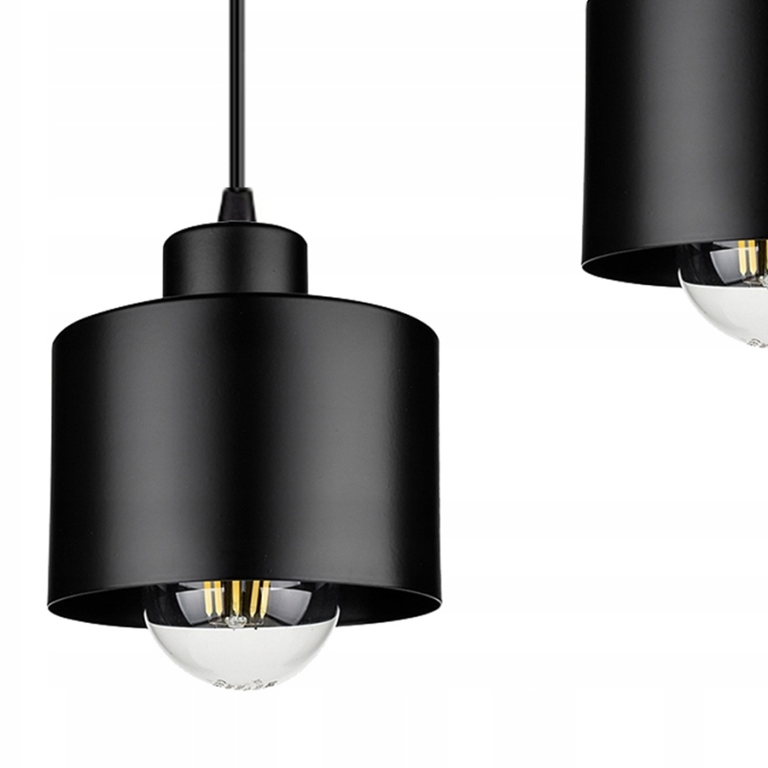 Ljuskrona med textilsladd 3xE27/35W/230V svart