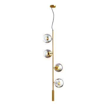 Ljuskrona med textilsladd 4xE27/10W/230V guld