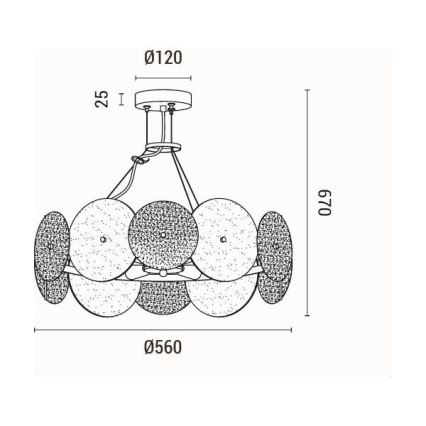 Ljuskrona med textilsladd 6xE14/40W/230V