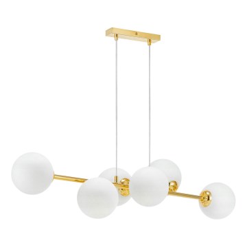 Ljuskrona med textilsladd 6xE27/35W/230V guld