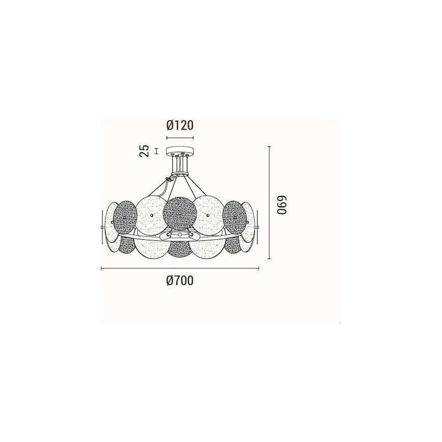 Ljuskrona med textilsladd 8xE14/40W/230V