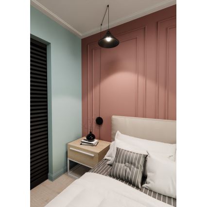 Ljuskrona med textilsladd ABRAMO 1xE27/15W/230V svart