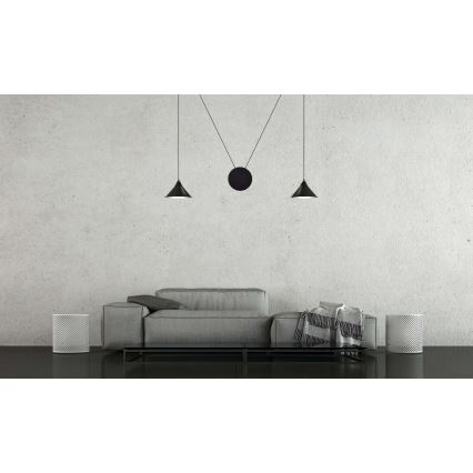 Ljuskrona med textilsladd ABRAMO 2xE27/15W/230V svart