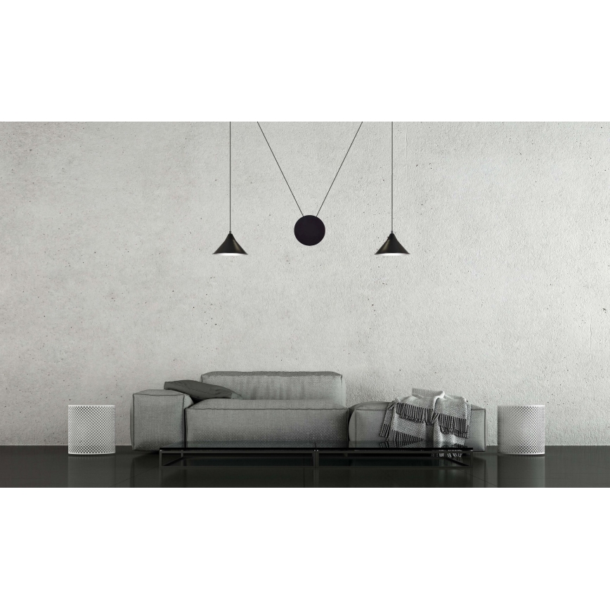 Ljuskrona med textilsladd ABRAMO 2xE27/15W/230V svart