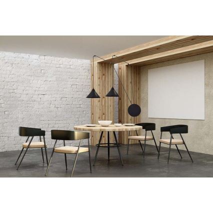 Ljuskrona med textilsladd ABRAMO 2xE27/15W/230V svart