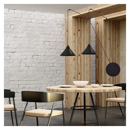 Ljuskrona med textilsladd ABRAMO 2xE27/15W/230V svart