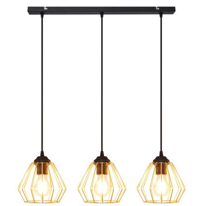 Ljuskrona med textilsladd AGAT 3xE27/15W/230V guld/svart