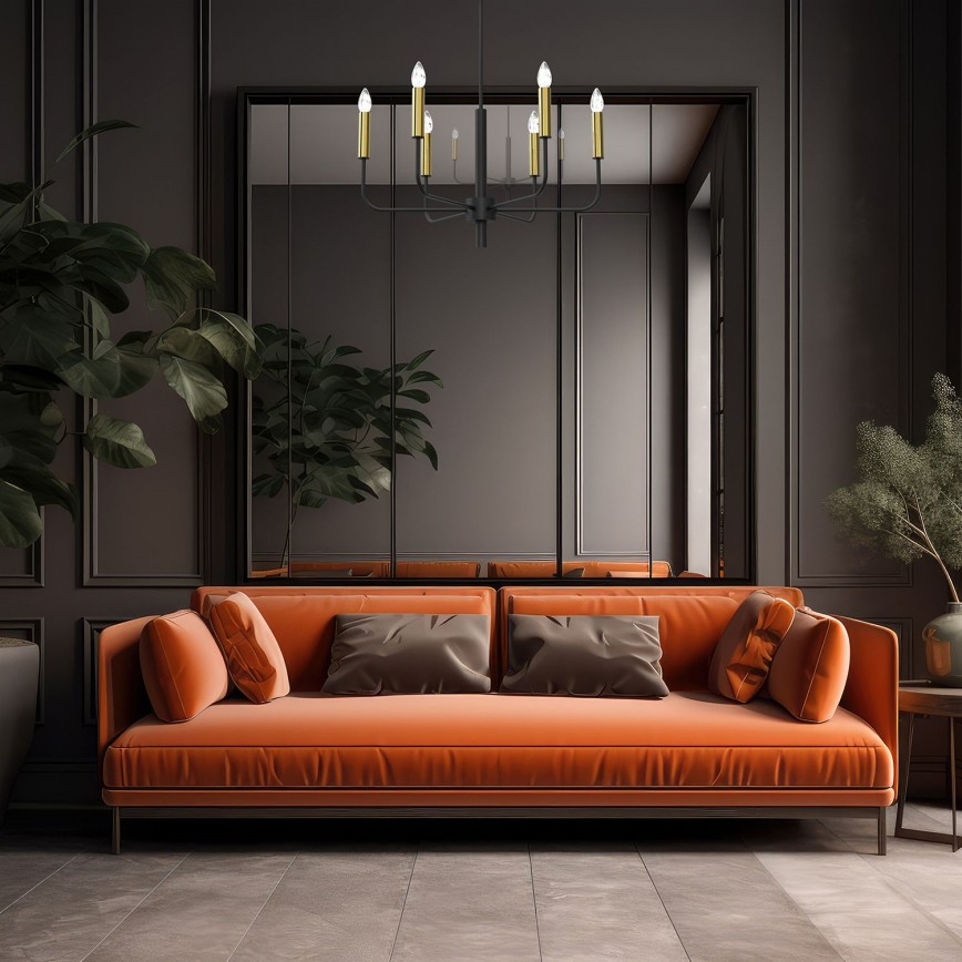 Ljuskrona med textilsladd AKASYA 6xE14/15W/230V svart/guld