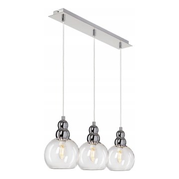 Ljuskrona med textilsladd AKSO 3xE14/40W/230V silver