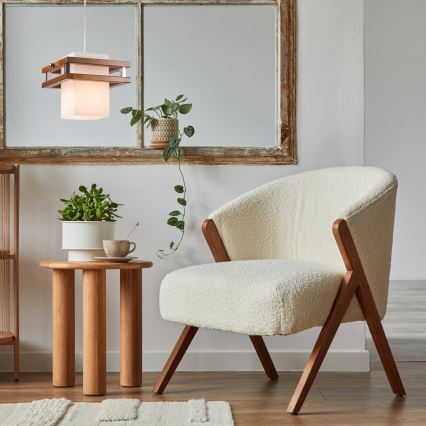 Ljuskrona med textilsladd ALAN 1xE27/60W/230V bok