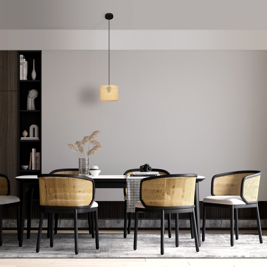 Ljuskrona med textilsladd ALBA 1xE27/15W/230V diameter 20 cm rotting/svart