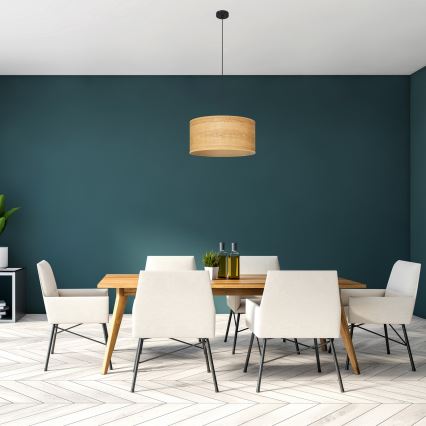 Ljuskrona med textilsladd ALBA 1xE27/15W/230V diameter 40 cm brun/svart