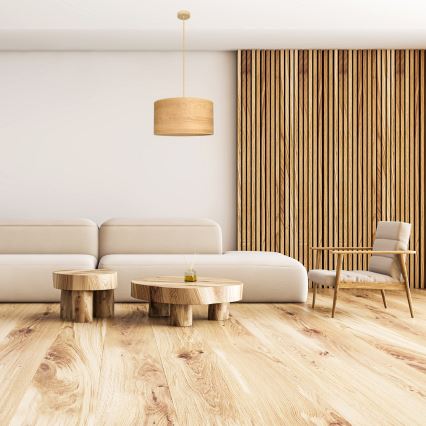 Ljuskrona med textilsladd ALBA 1xE27/15W/230V diameter 45 cm brun