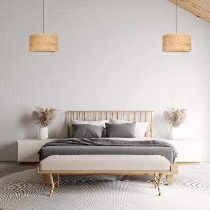 Ljuskrona med textilsladd ALBA 1xE27/15W/230V diameter 45 cm brun/svart
