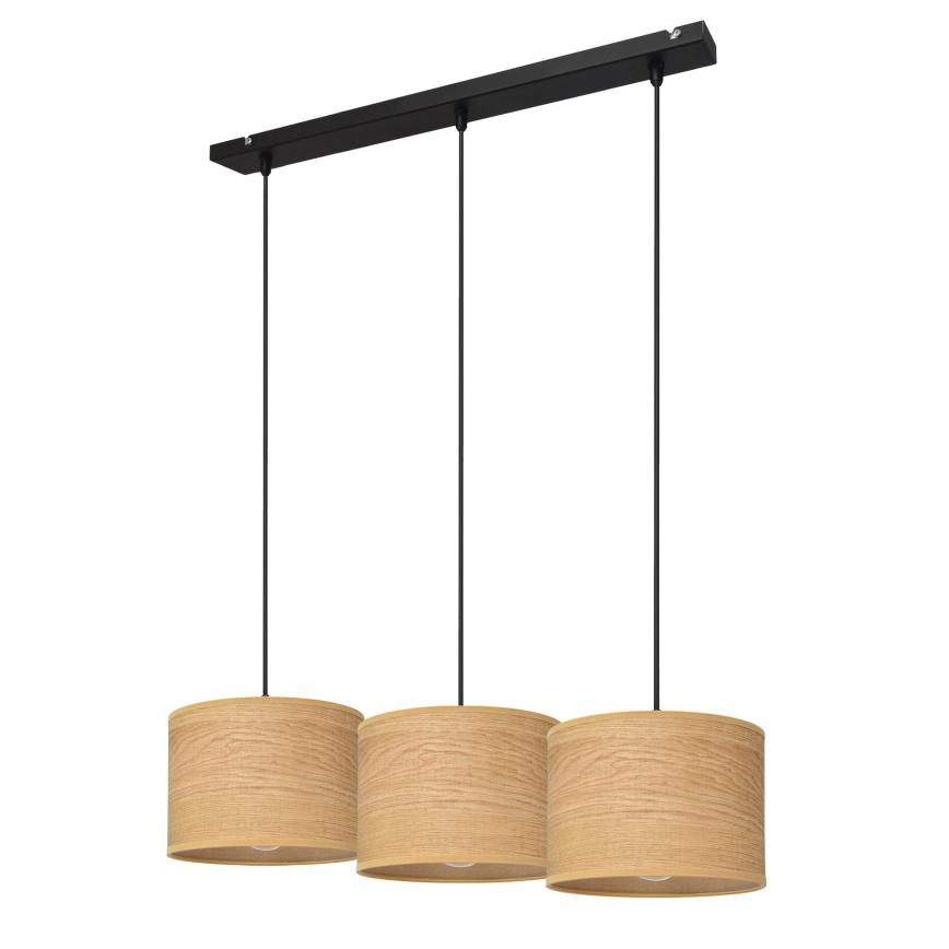 Ljuskrona med textilsladd ALBA 3xE27/15W/230V brun/svart