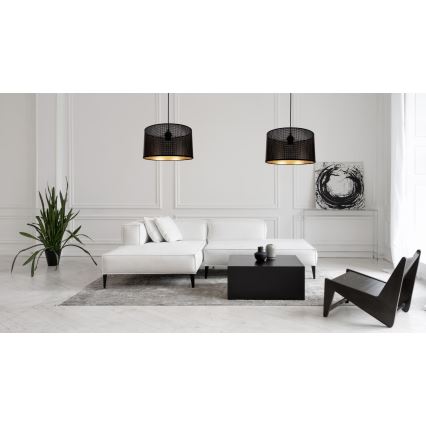 Ljuskrona med textilsladd ALDO 2xE27/60W/230V spindel svart