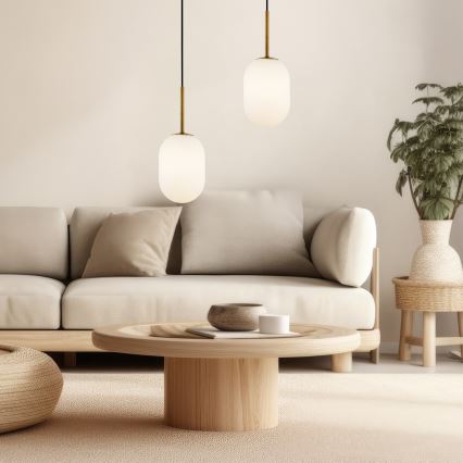 Ljuskrona med textilsladd ALIAS 1xG9/8W/230V diameter 12 cm guld