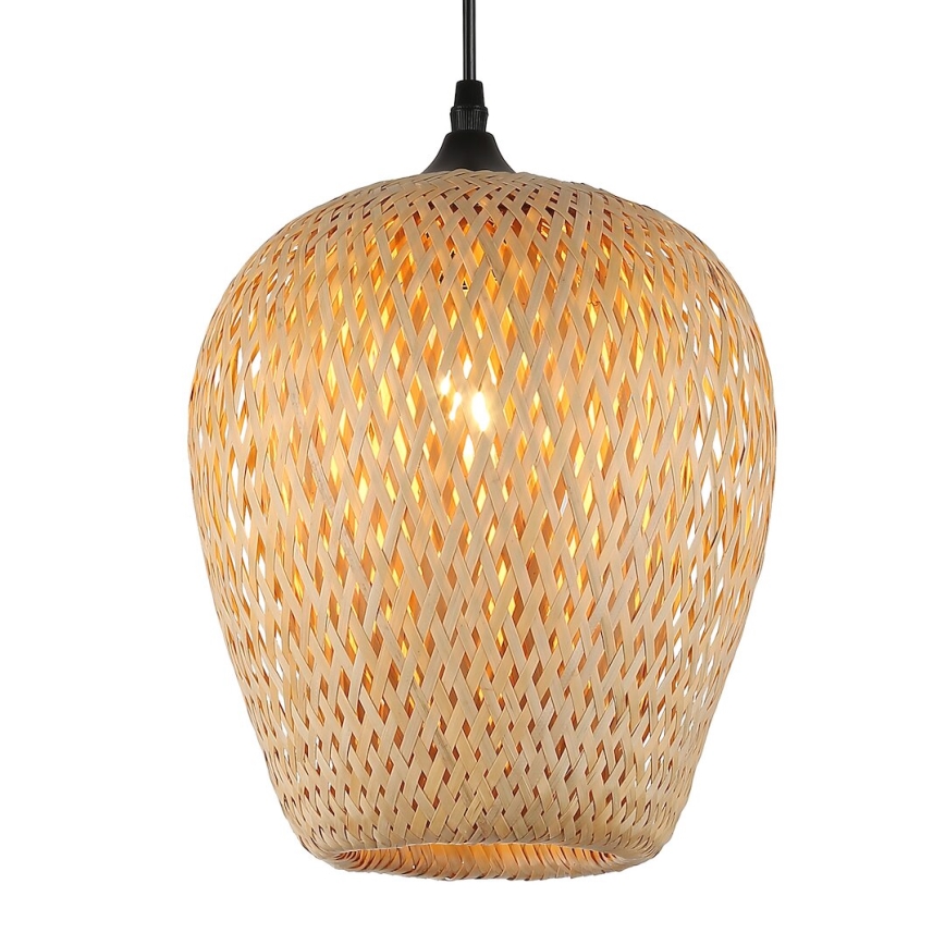 Ljuskrona med textilsladd ALMA 1xE27/60W/230V diameter 23 cm bambu