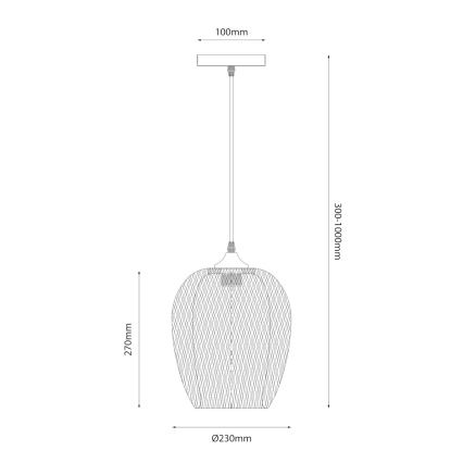 Ljuskrona med textilsladd ALMA 1xE27/60W/230V diameter 23 cm bambu