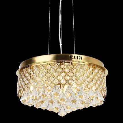 Ljuskrona med textilsladd AMAPOLI 7xG9/28W/230V diameter 45 cm guld