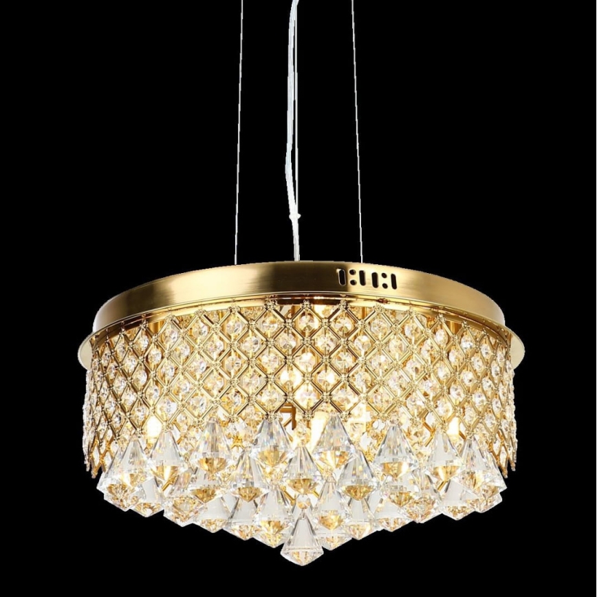 Ljuskrona med textilsladd AMAPOLI 7xG9/28W/230V diameter 45 cm guld