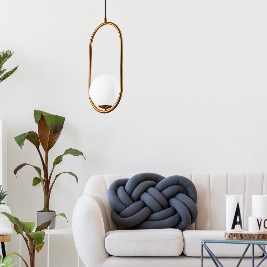 Ljuskrona med textilsladd AMBER 1xG9/5W/230V 140 cm